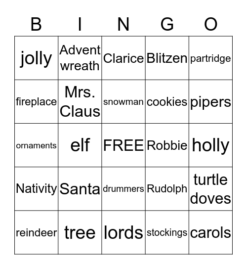 HOLIDAY Bingo Card