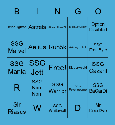SSG BINGO! Bingo Card