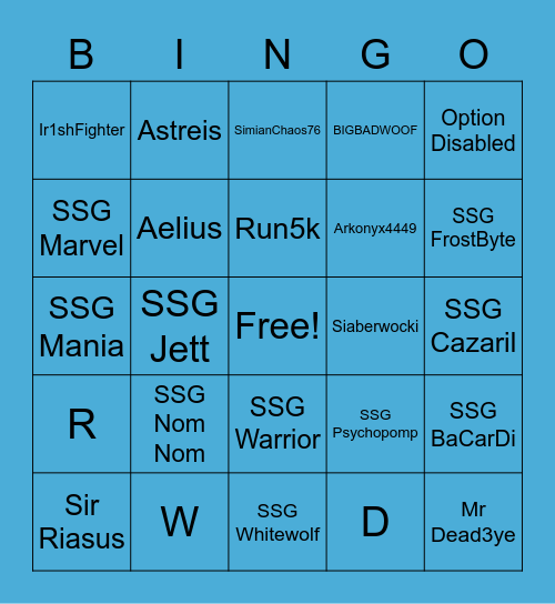 SSG BINGO! Bingo Card