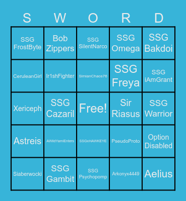 SSG BINGO Card