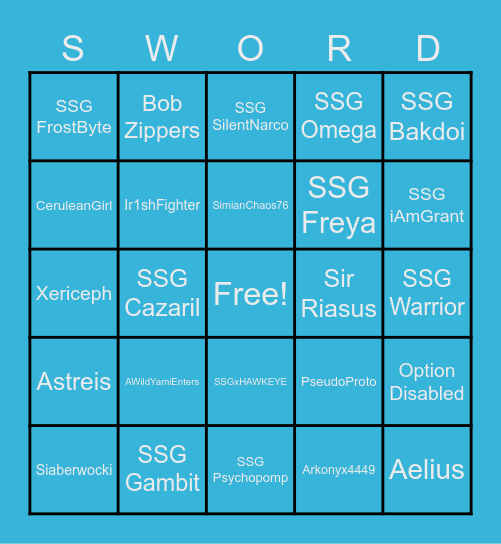 SSG BINGO Card