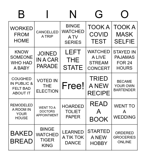 2020 BINGO Card