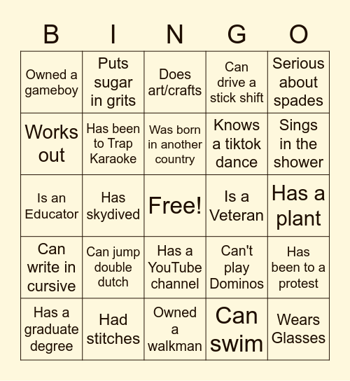 Seasoned Bingo Card