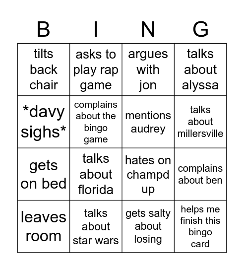 Untitled Bingo Card