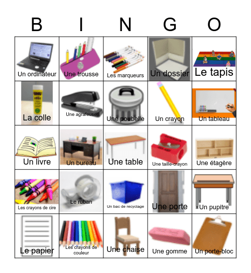 La salle de classe - 2 Bingo Card