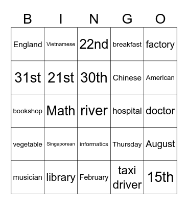 Review Bingo Card