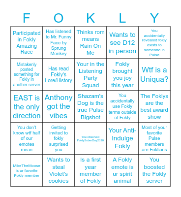 Fokly Bingo Card