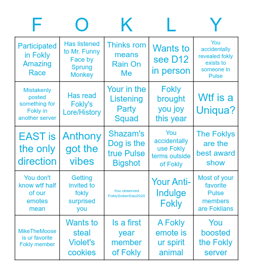 Fokly Bingo Card