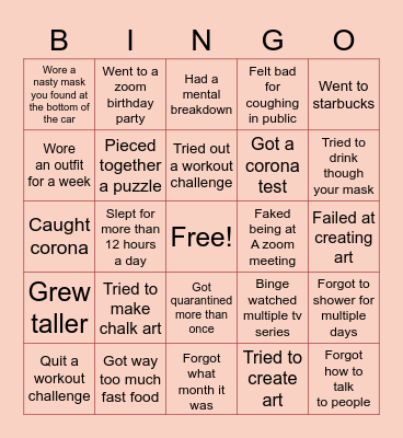 2020!!! Bingo Card