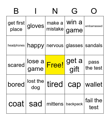 Jump Up 4 Bingo Card