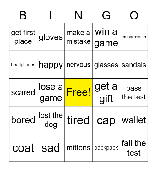 Jump Up 4 Bingo Card