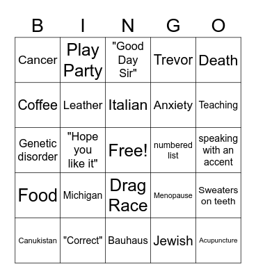 TH Bingo Card