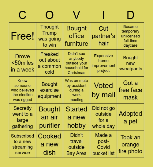 2020 Bingo Card