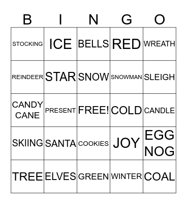 CHRISTMAS  Bingo Card