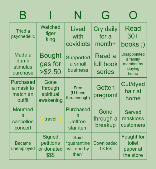 ✨2020 BINGO✨ Bingo Card