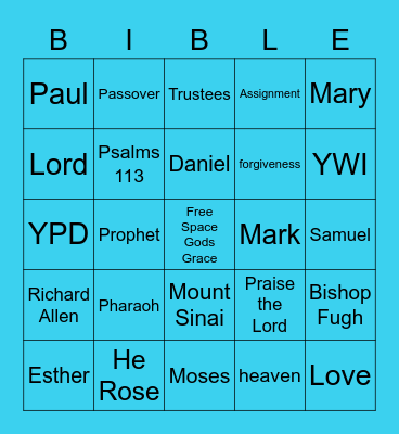 Bible Bingo Card