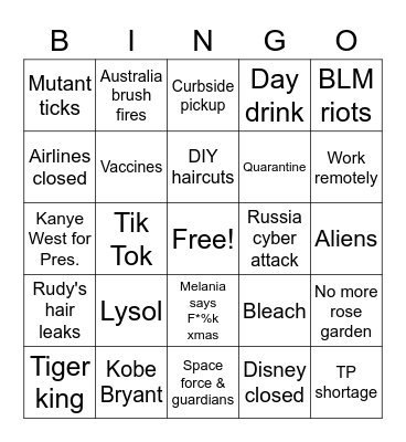 2020 Bingo Card