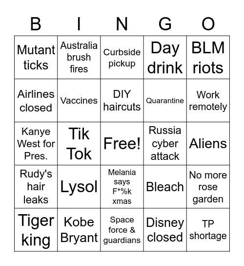 2020 Bingo Card
