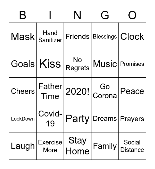 New Year's Eve - Good Bye 2020!! Bingo Card