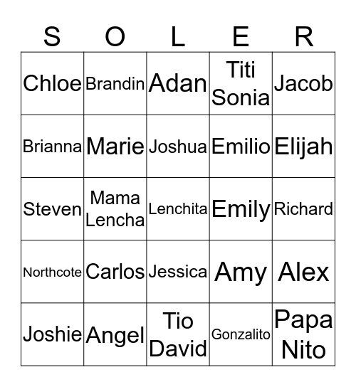 Soler Bingo Card