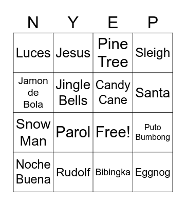 New Year's Eve Party Bingo Card