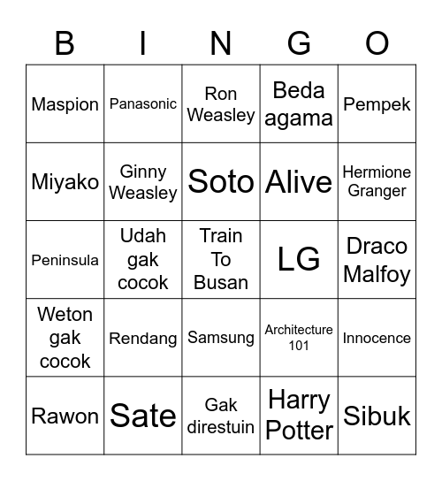 Untitled Bingo Card