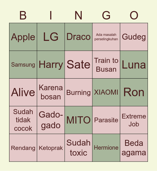 WONYO’S BINGO ♡ Bingo Card