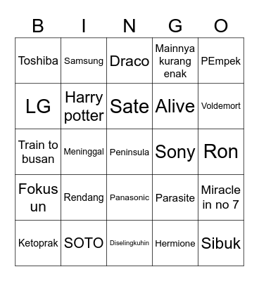 Bank Bingo Card
