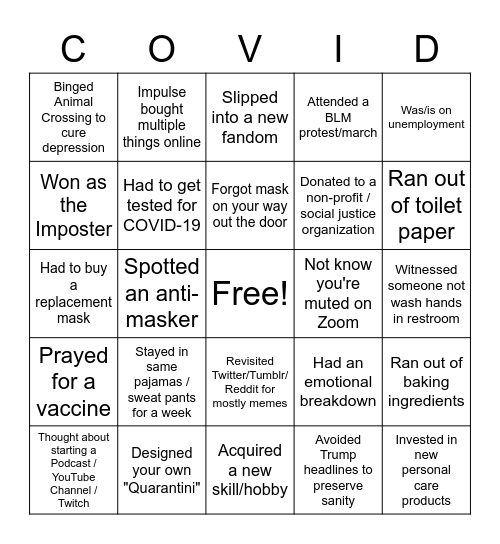 2020 Bingo: New Years Eve Bingo Card