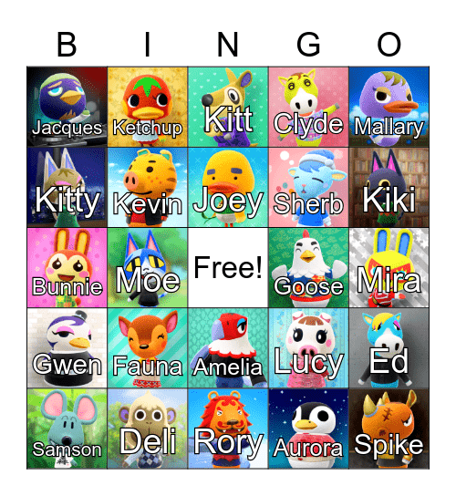 Animal Crossing Bingo Card