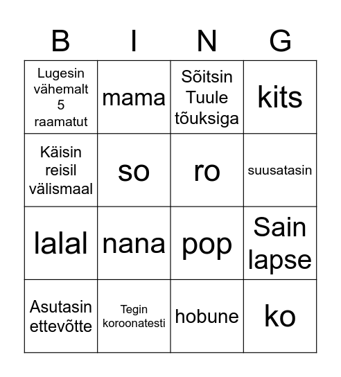Bingo 2020 Bingo Card