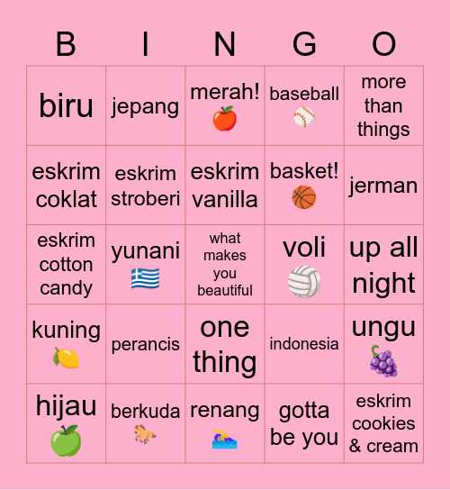 🏹💘 rheana bingo 🧸🎀 Bingo Card