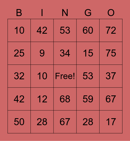 New Year Bingo Card