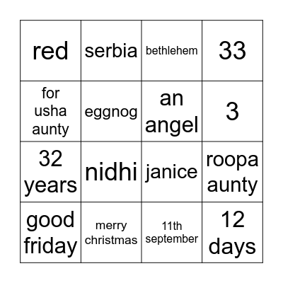 Bingo Card