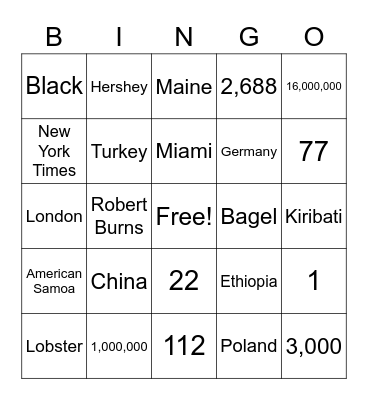 New Year Trivia Bingo (Round 2) Bingo Card