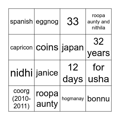 Bingo Card