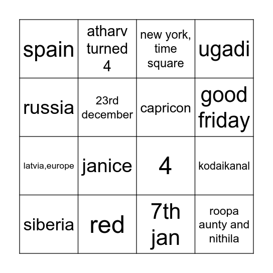 Bingo Card