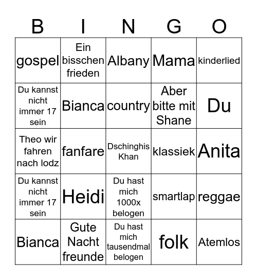 Muziekbingo - Huub Emmers Bingo Card