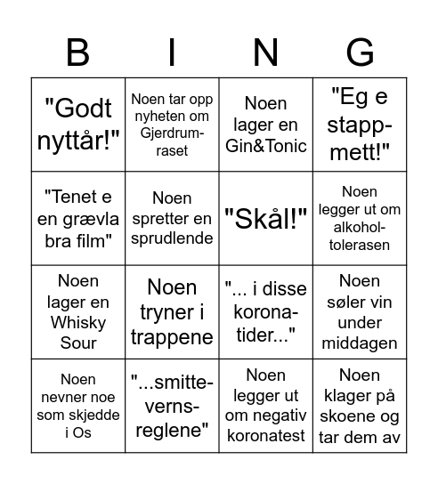 NYTTÅR 2020 Bingo Card
