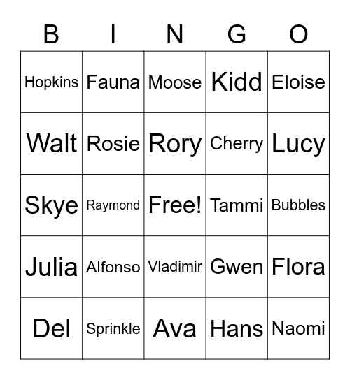 Animal Crossing Bingo Card