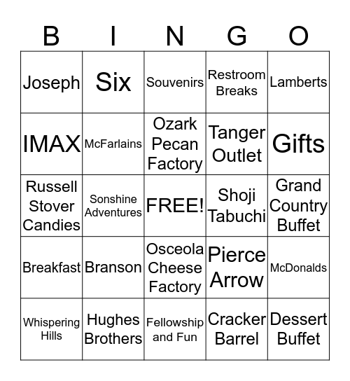 Sonshine Adventures Last Adventure BINGO Card