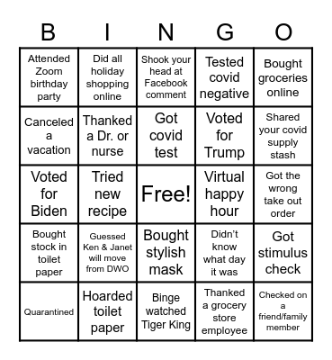 2020 Bingo Card