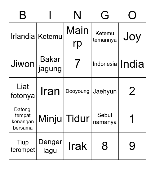 DOYOUNGXEO Bingo Card