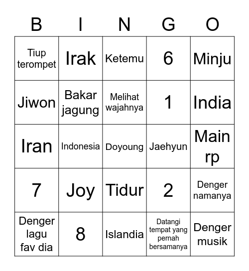 DOYOUNGXEO Bingo Card
