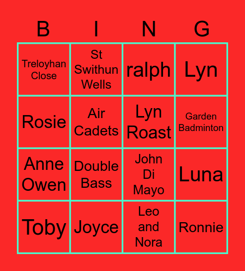 PrEsToN BiNgO Card