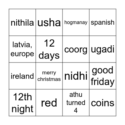 Untitled Bingo Card