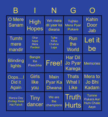 Hindi & English Roulette Bingo Card