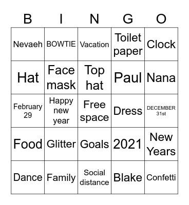 Happy 2021 Bingo Card