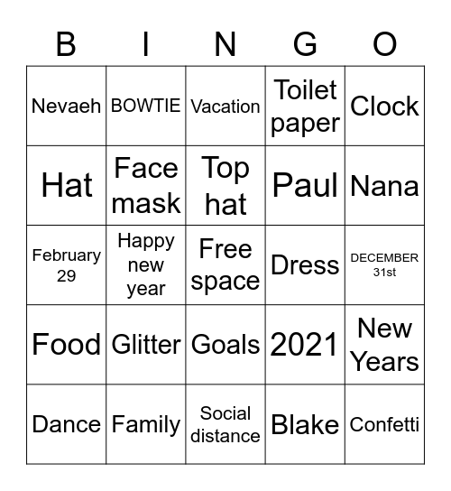 Happy 2021 Bingo Card