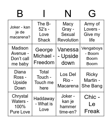 BINGO BANGO! Bingo Card